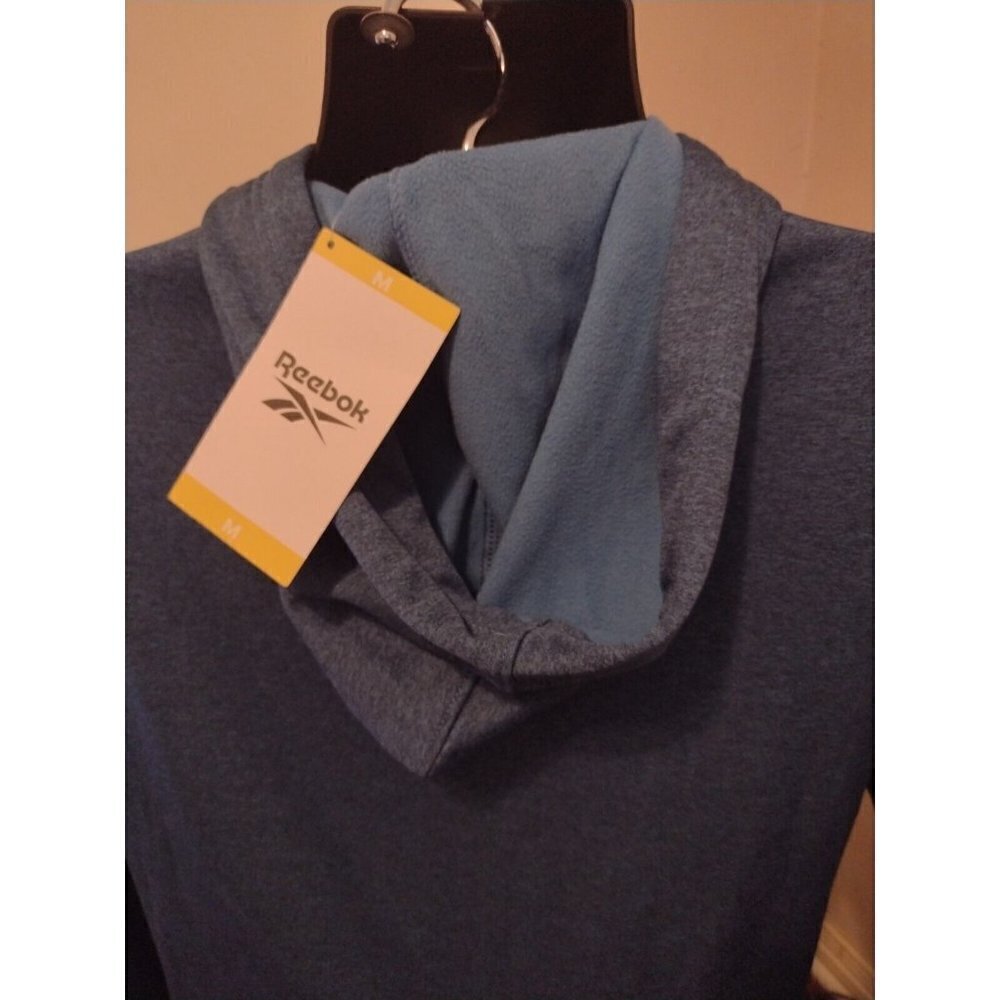 NWT New Reebok Pullover Hoodie Men's Size Medium M Blue Drawstring Polyester L/S - Picture 12 of 12